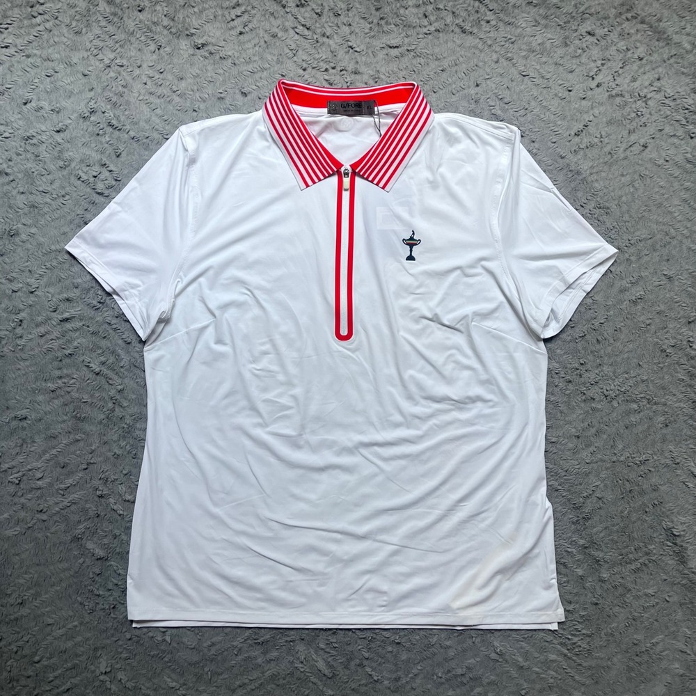G/FORE Mens Ryder Cup Trophy Team Europe Quarter-Zip Polo Shirt White Red XL New